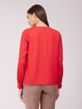 Front Pleated Top - Red