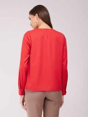 Front Pleated Top - Red