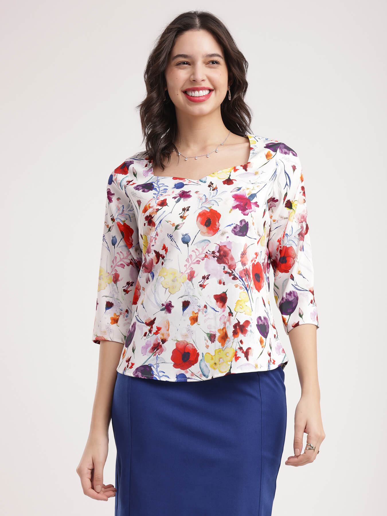 Sweetheart Neck Top - Multicolour