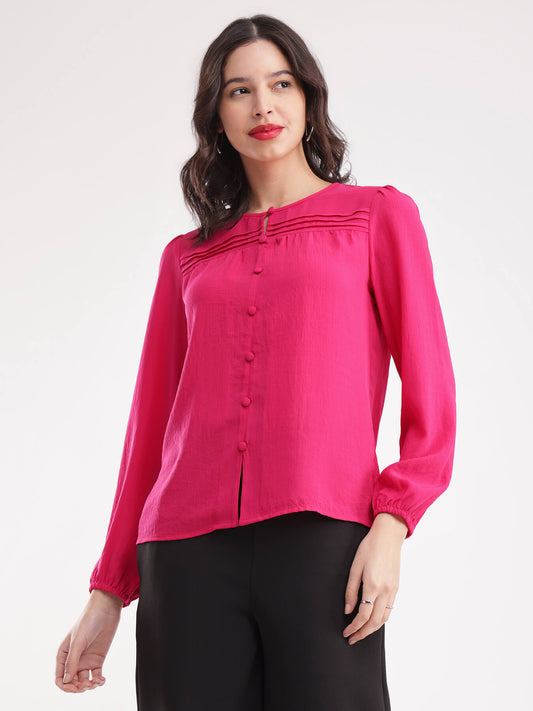 Round Neck Top - Fuchsia