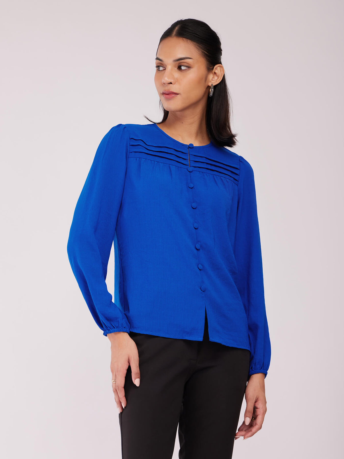 Pintuck Detail Top - Royal Blue