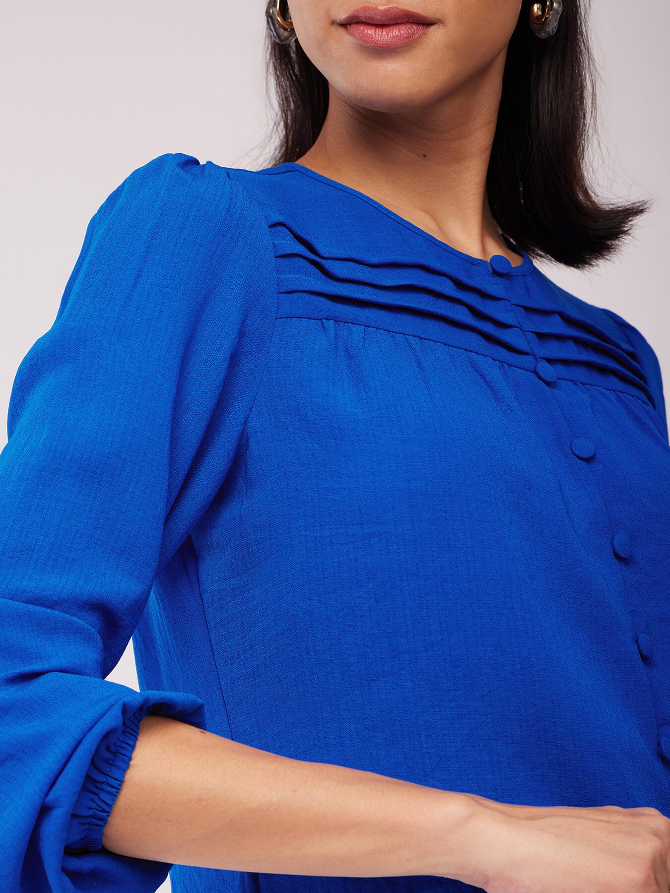 Pintuck Detail Top - Royal Blue