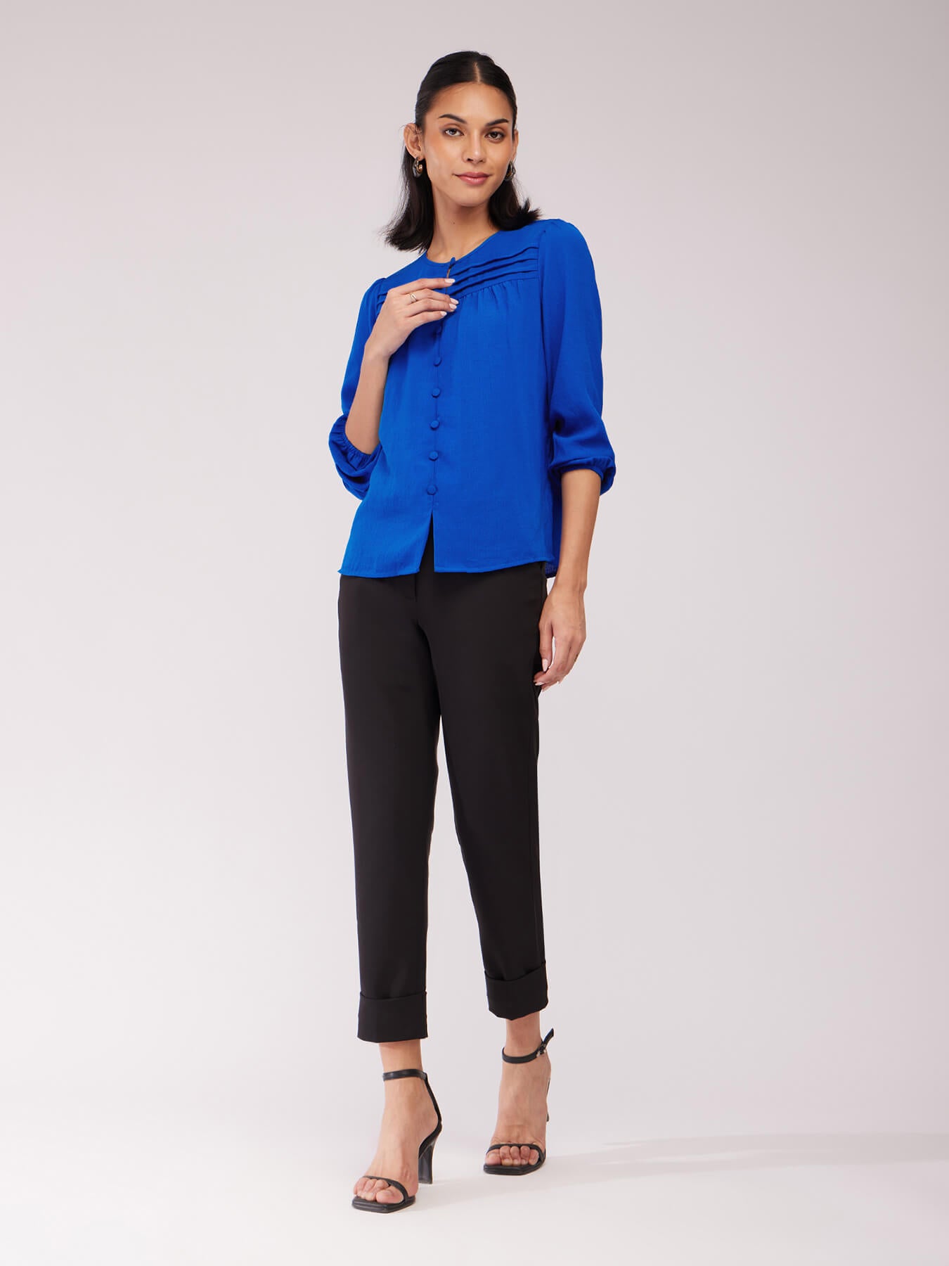 Pintuck Detail Top - Royal Blue