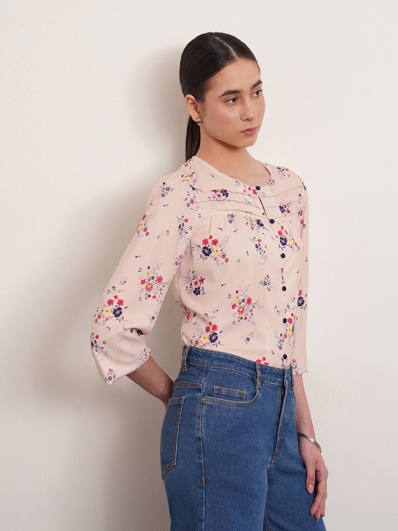 Floral Print Top - Off White