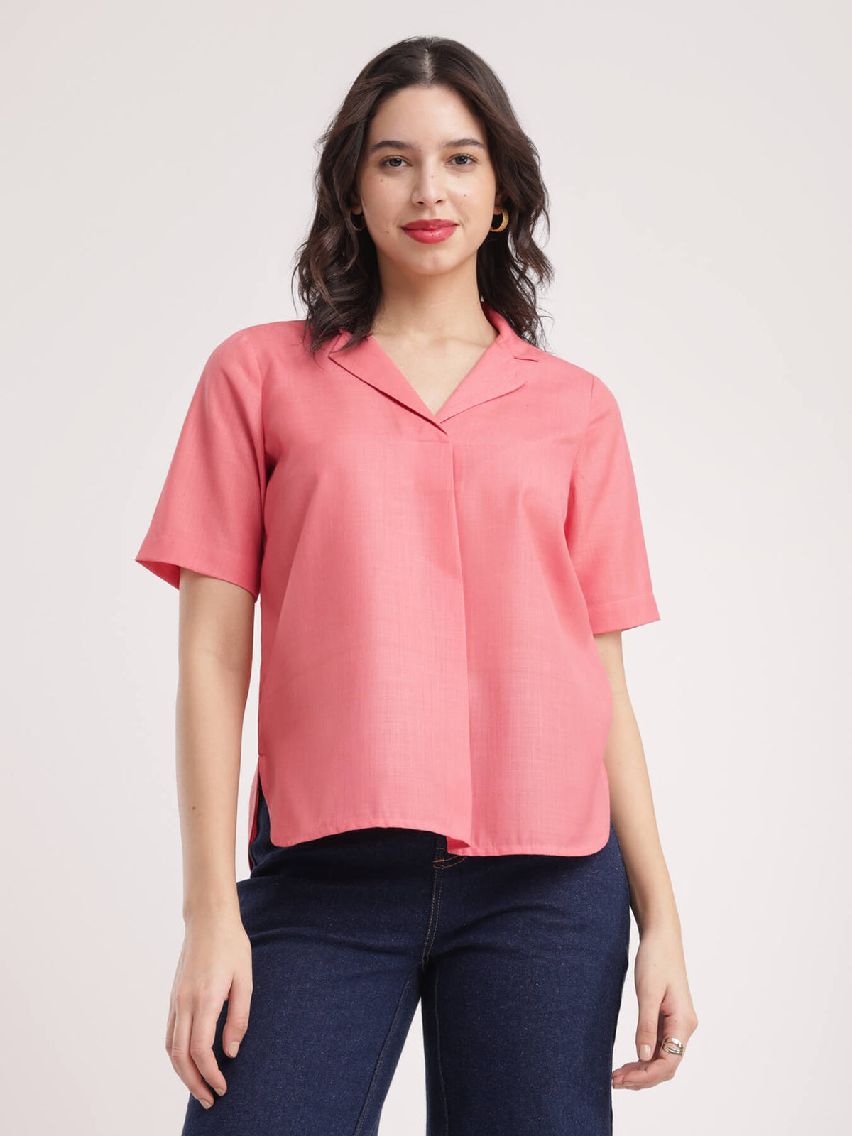 Cotton Pleat Detail Top - Blush Pink