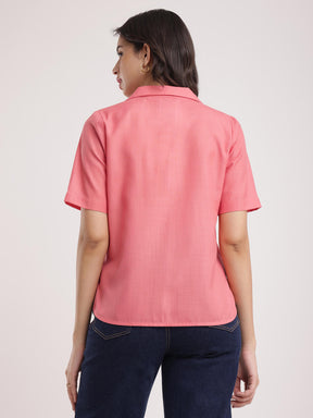 Cotton Pleat Detail Top - Blush Pink