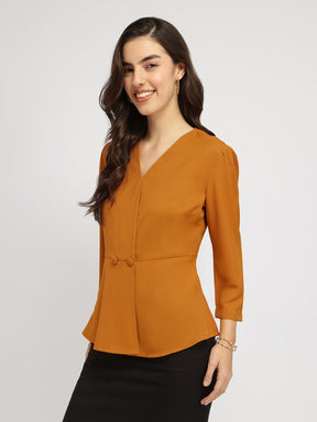 Cotton Wrap Top - Mustard