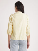 Cotton Lace Detail top - Yellow And White