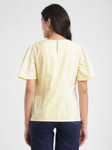 Cotton Lace Detail top - Yellow And White