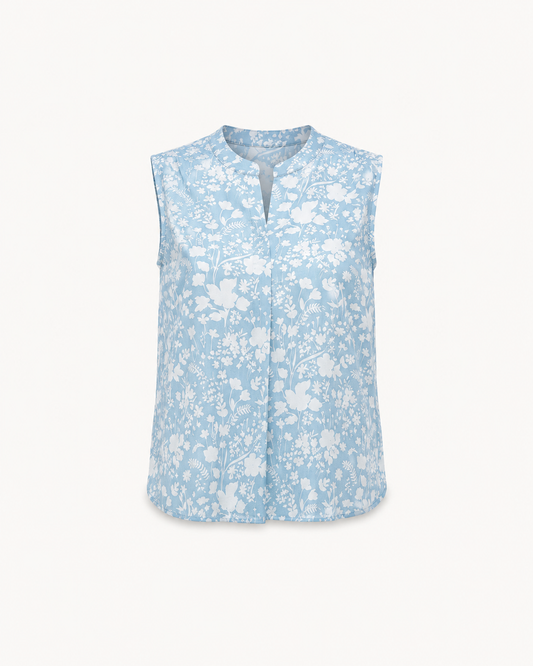 Floral Print Top - Blue And White