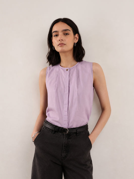 Cotton Linen Top - Lilac