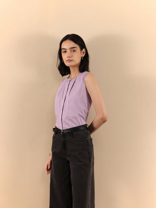 Cotton Linen Top - Lilac