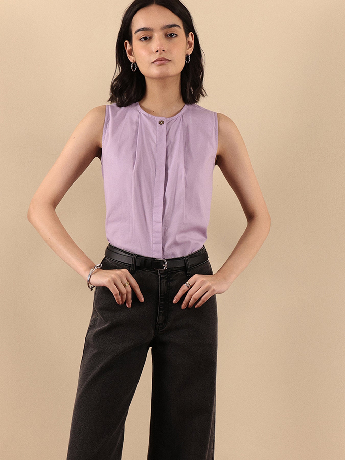 Cotton Linen Top - Lilac