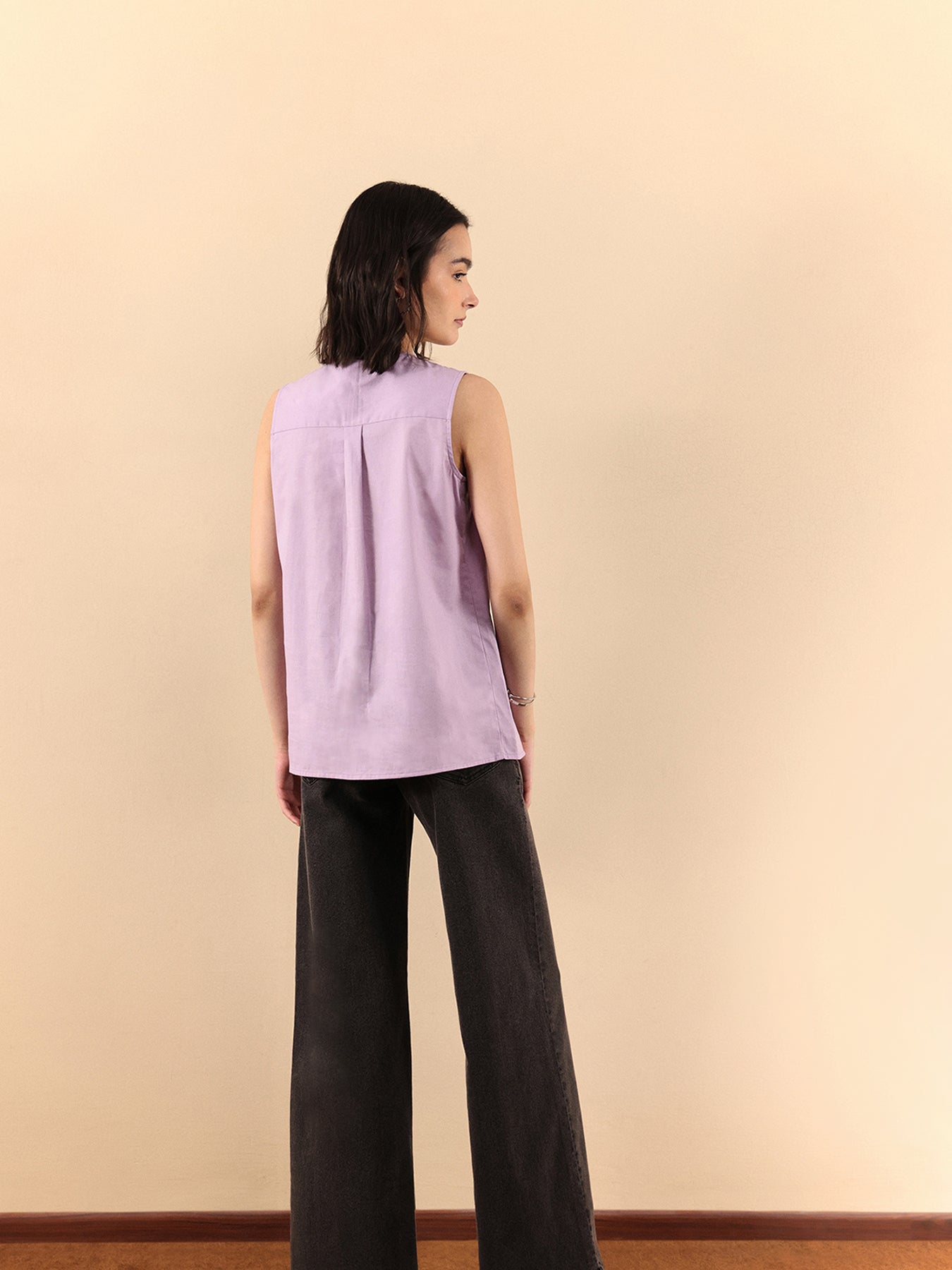 Cotton Linen Top - Lilac