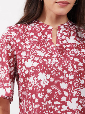 Bell Sleeves Top - Red And White