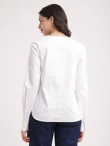 Cotton Poplin Square Neck Top - White