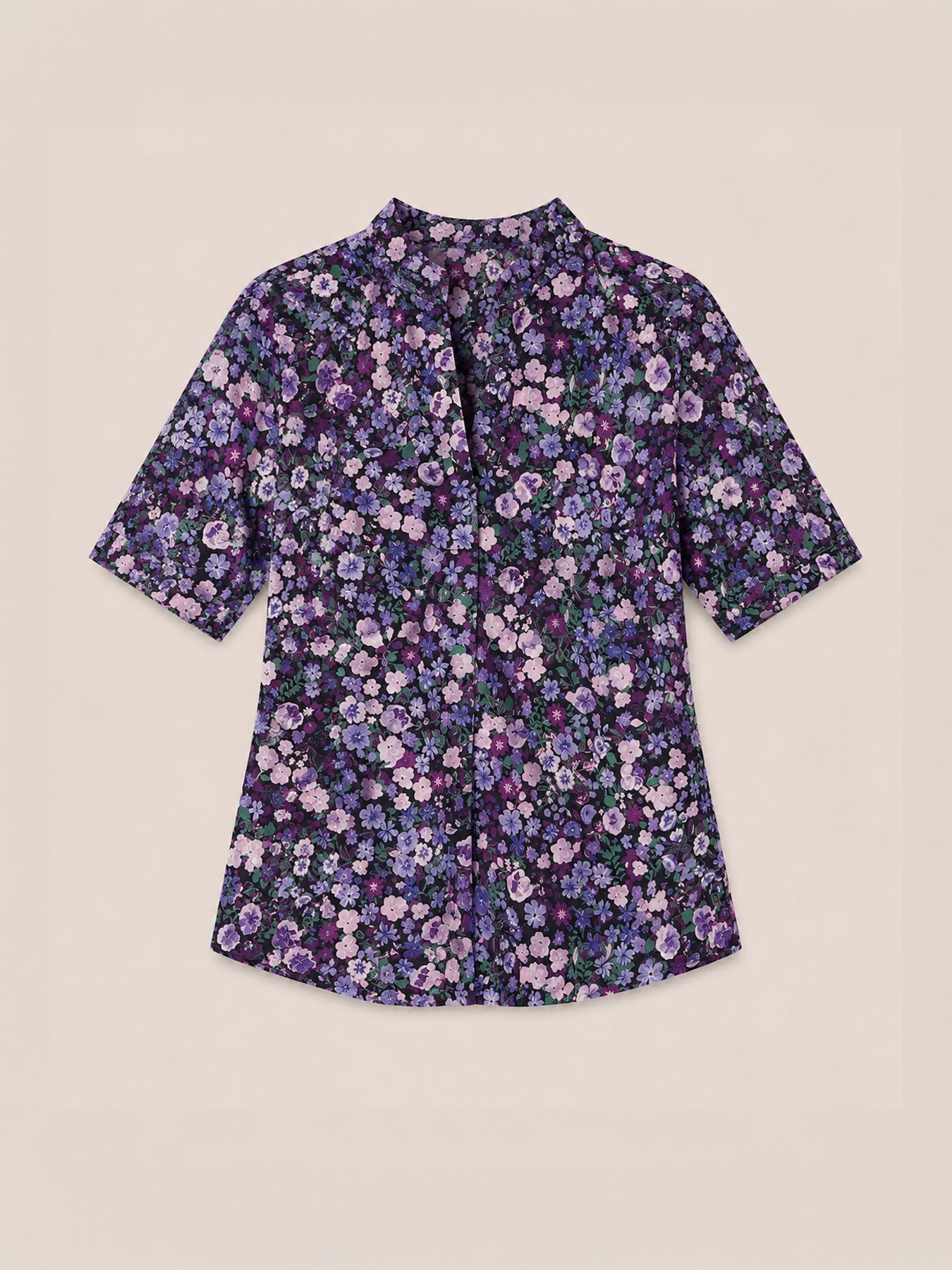 Floral Front Pleat Top - Purple