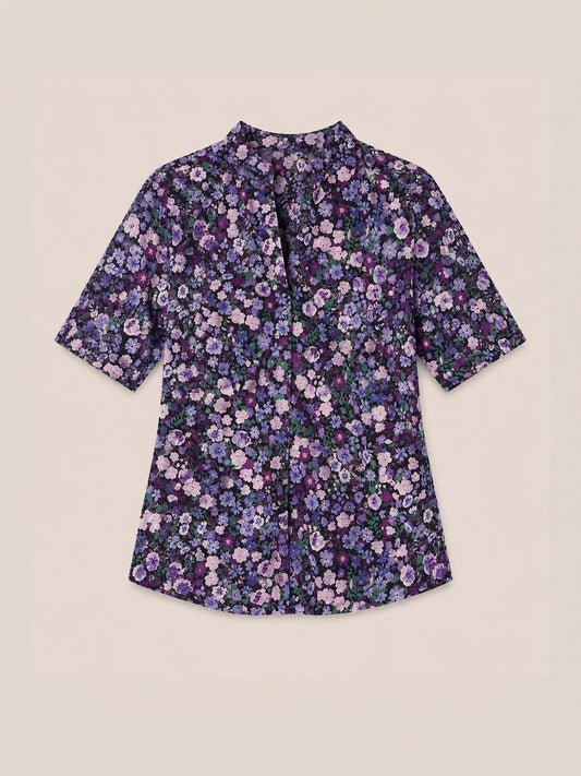 Floral Front Pleat Top - Purple