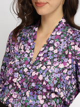 Floral Front Pleat Top - Purple