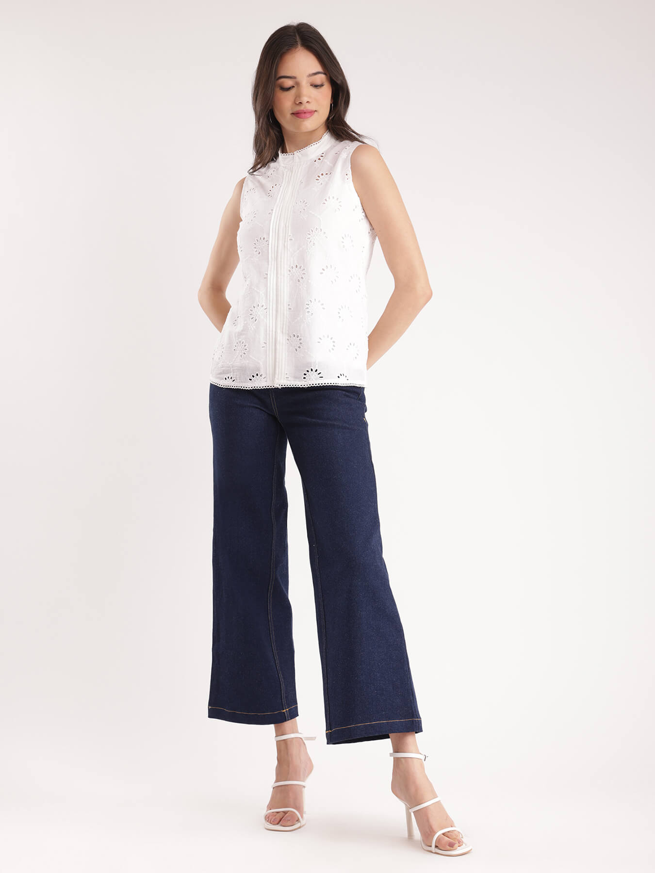 Cotton Schiffli Top - White