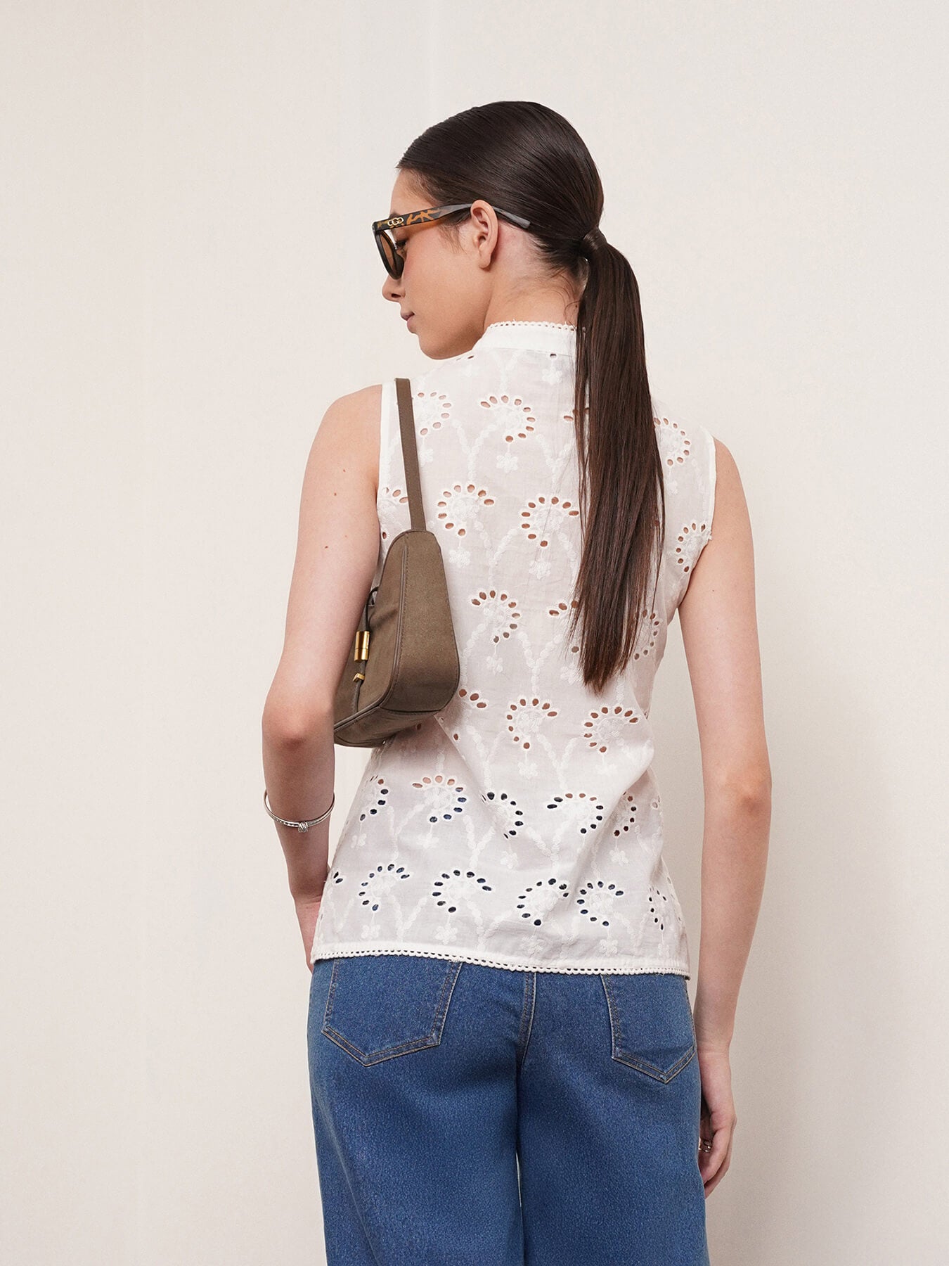 Cotton Schiffli Top - White
