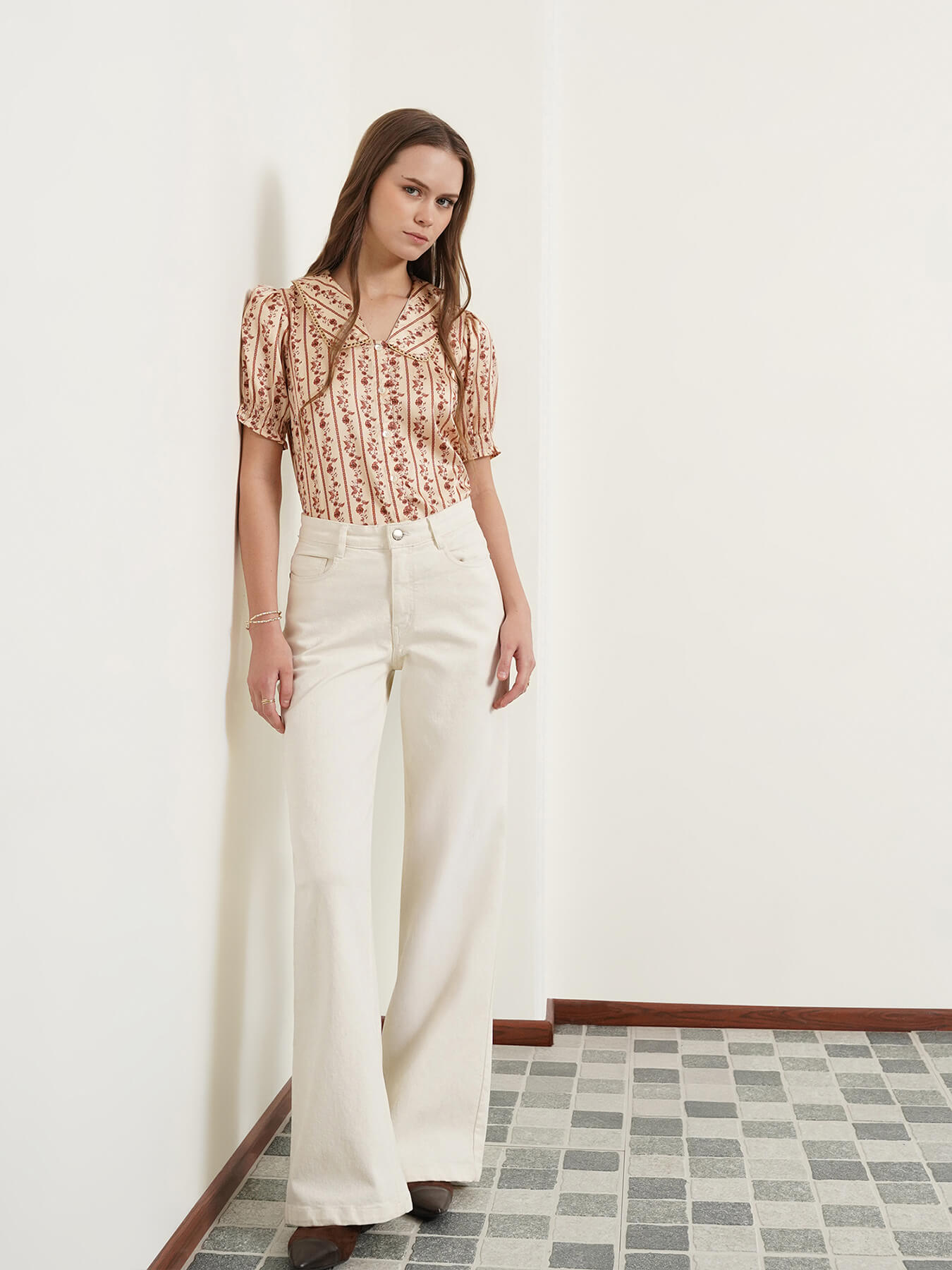 Floral Lace Top - Beige