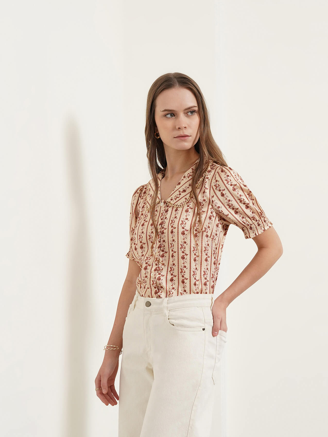 Floral Lace Top - Beige