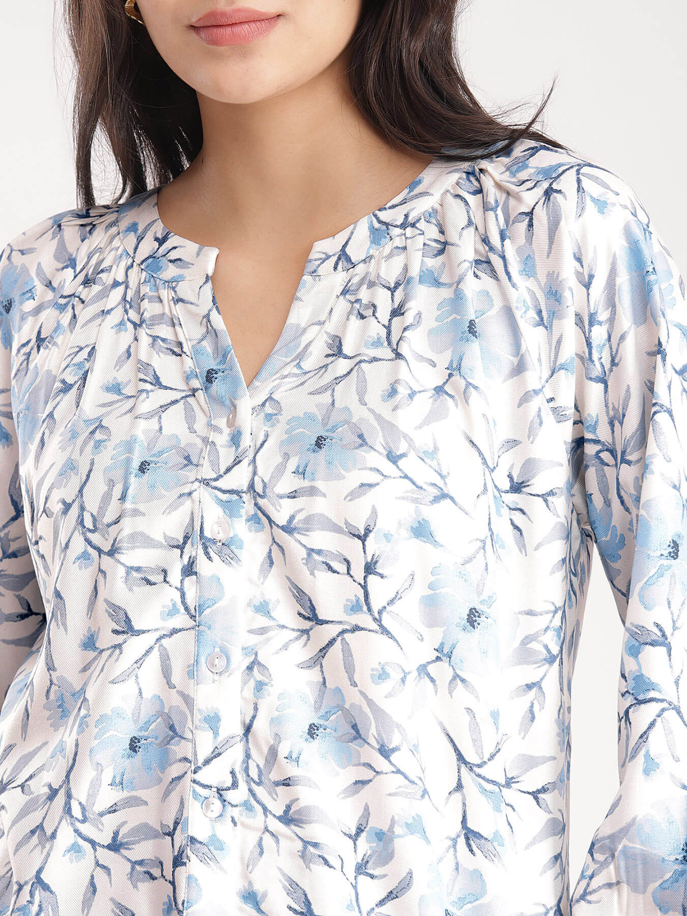 Floral Raglan Sleeves Top - White