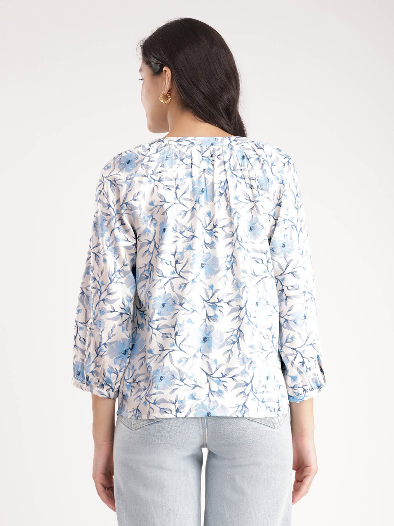 Floral Raglan Sleeves Top - White