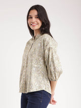 Cotton Paisley Top - Green