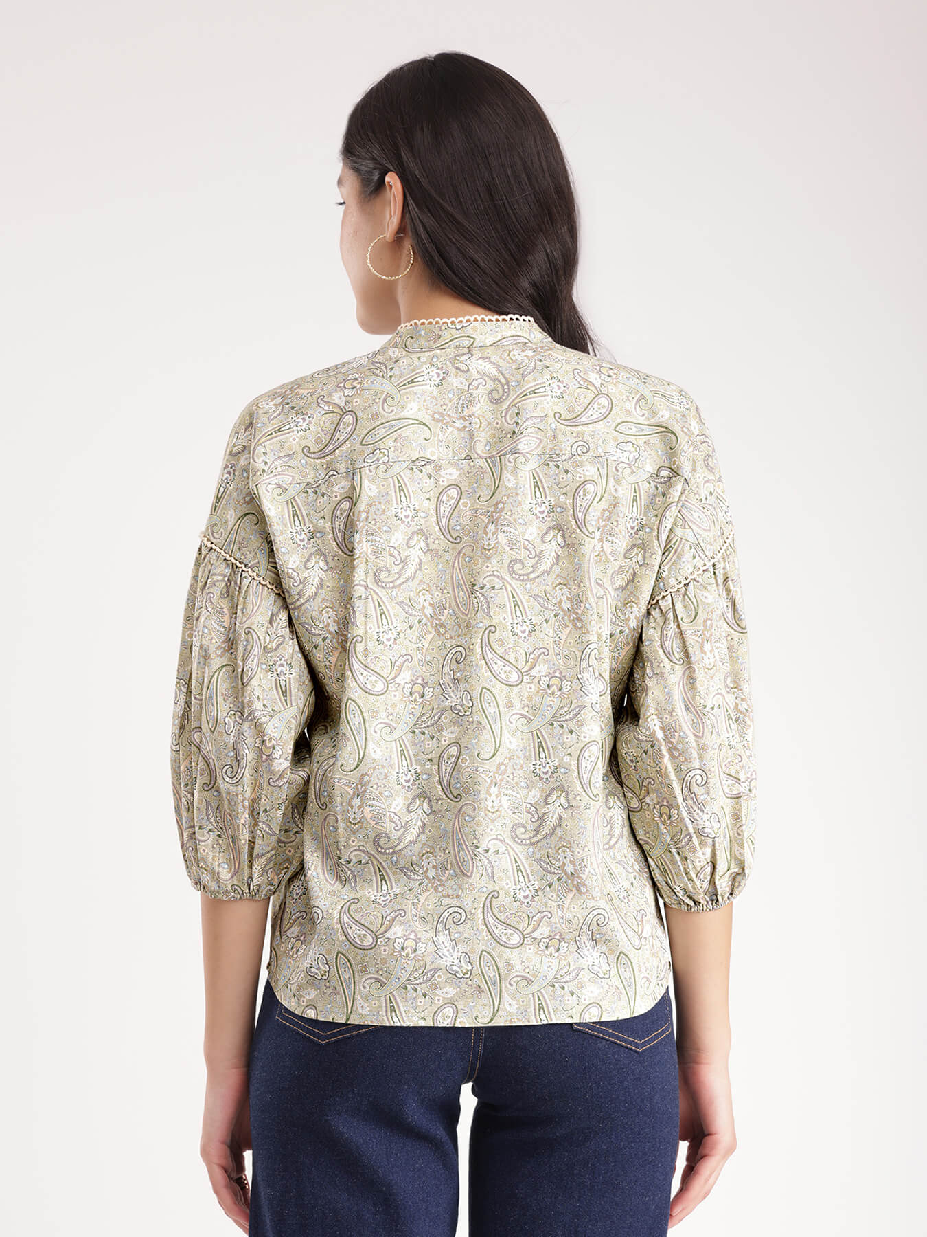 Cotton Paisley Top - Green