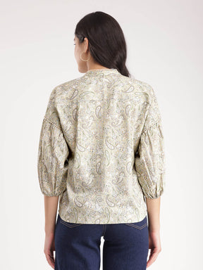 Cotton Paisley Top - Green