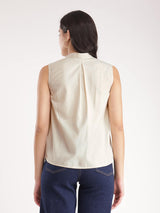 Cotton Pleated Top - Beige