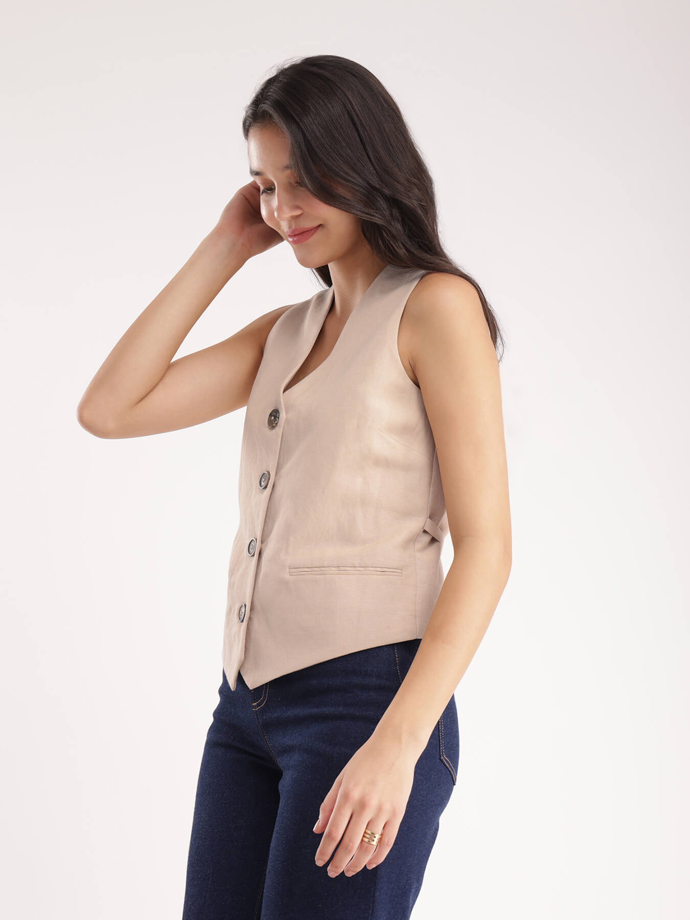 Linen Waistcoat - Beige