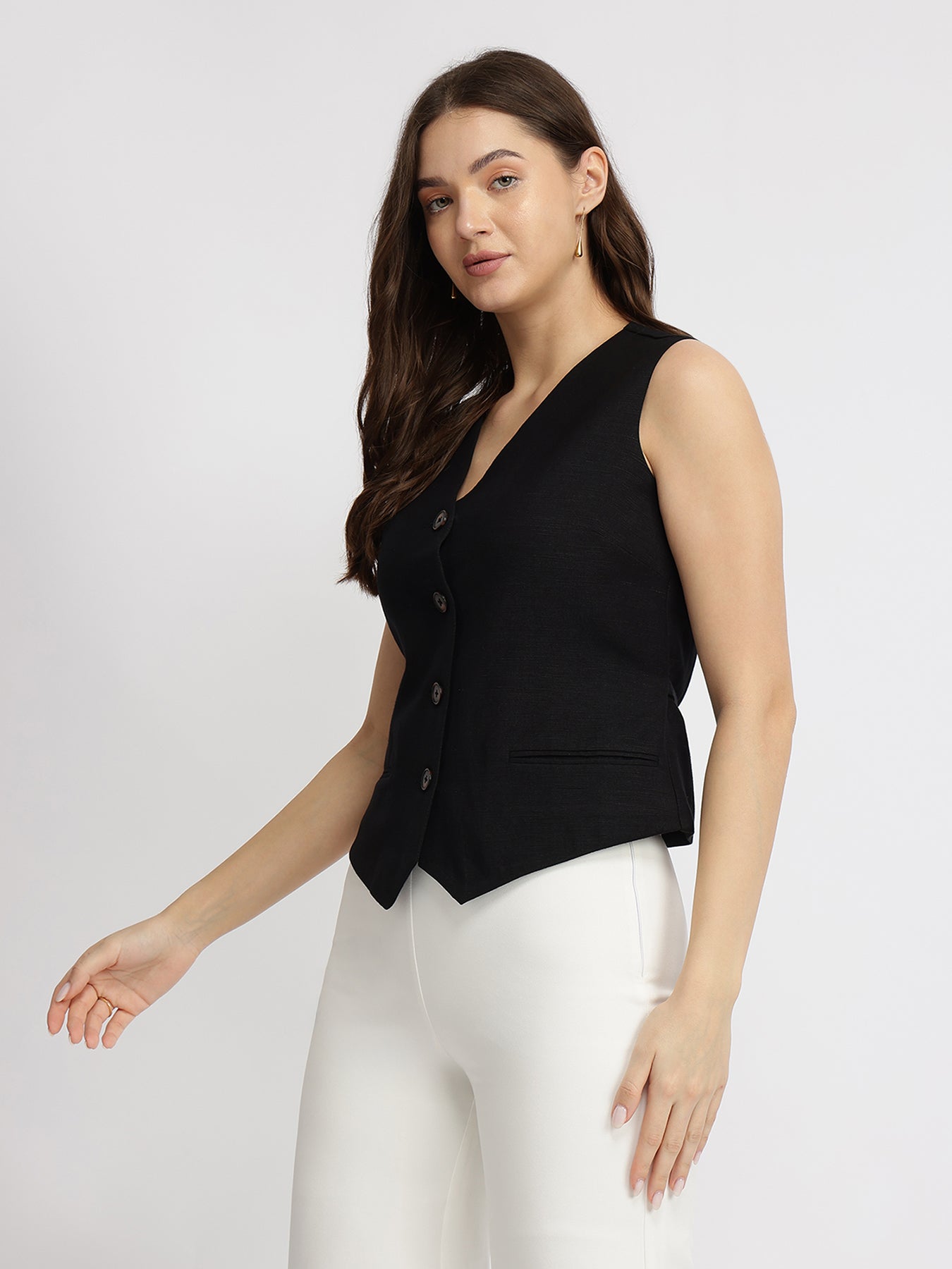 Linen Waistcoat - Black