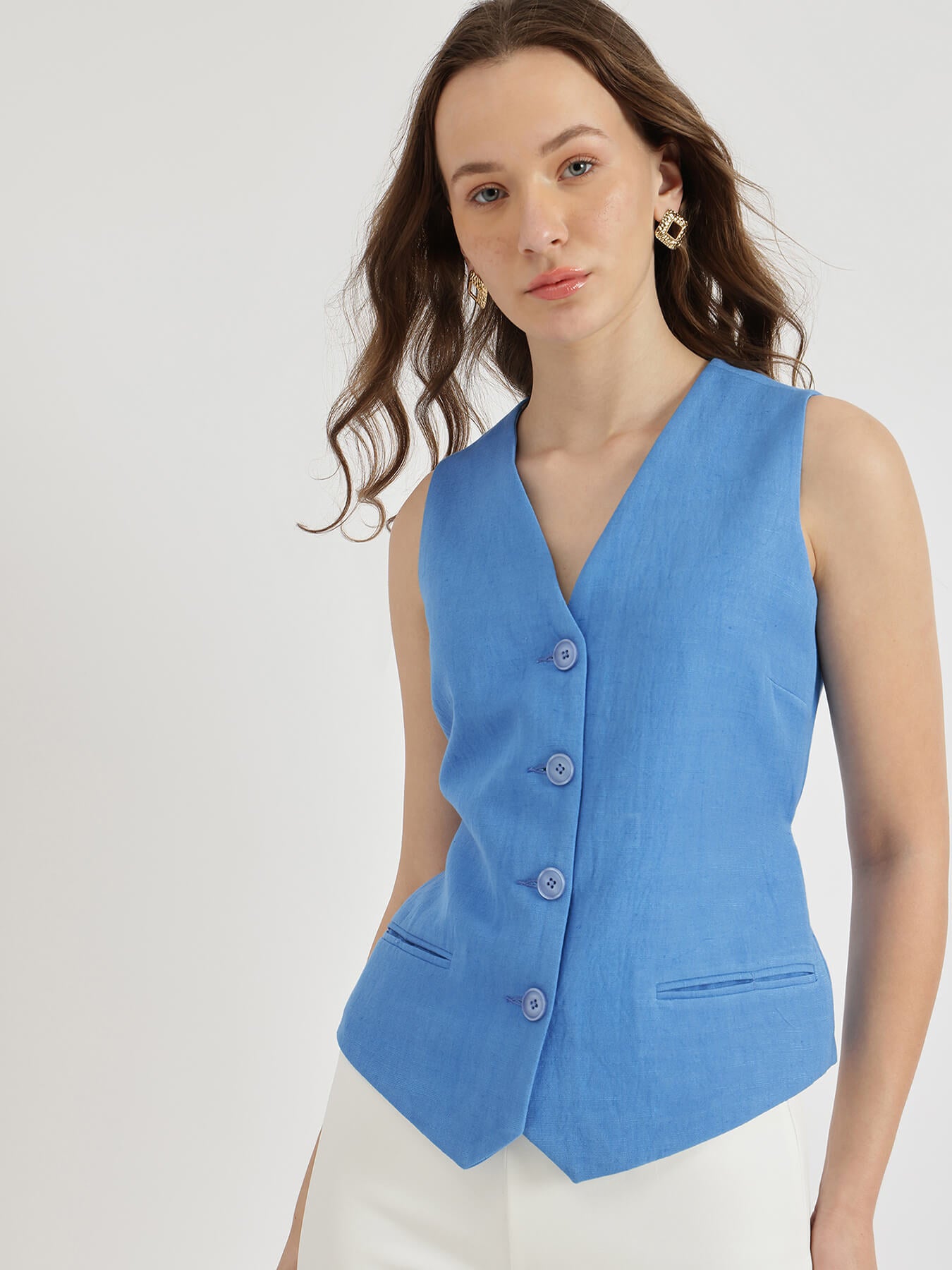 Linen Waistcoat - Blue