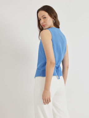 Linen Waistcoat - Blue