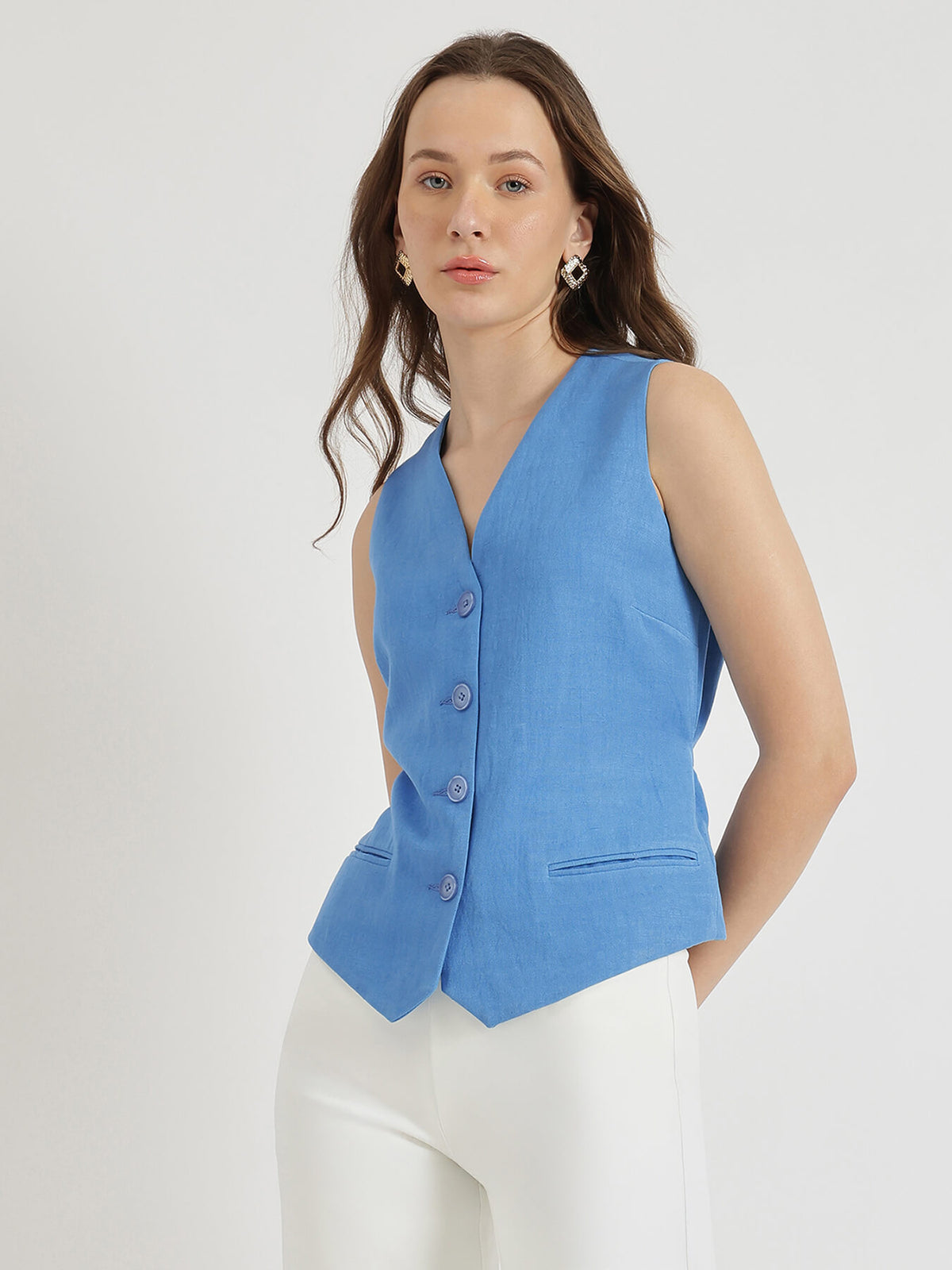 Linen Waistcoat - Blue