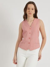 Linen Waistcoat - Dusty Pink