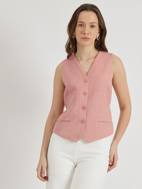 Linen Waistcoat - Dusty Pink