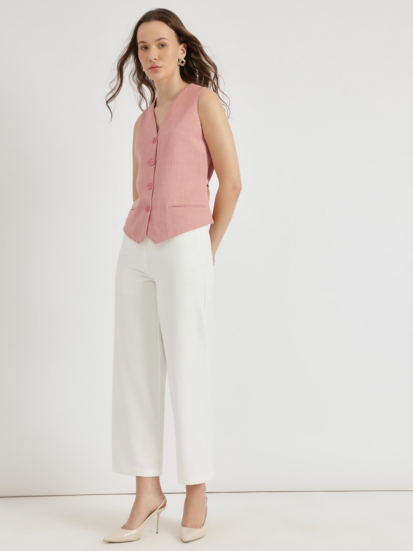 Linen Waistcoat - Dusty Pink