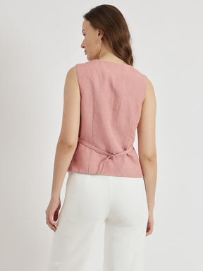 Linen Waistcoat - Dusty Pink