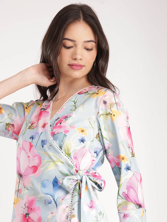 Floral Wrap Top - Multicolour