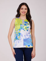 Satin Front Placket Top - Multicolour