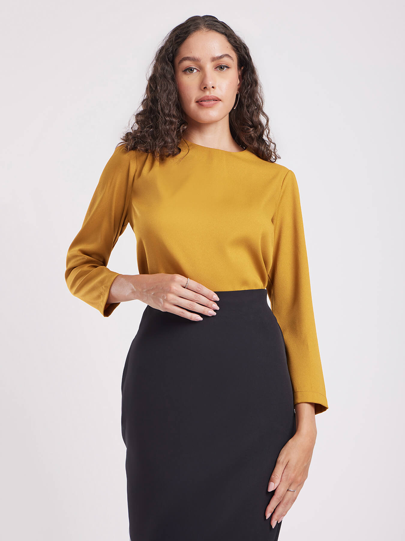 Gather Detail Top - Mustard