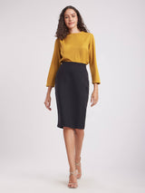 Gather Detail Top - Mustard