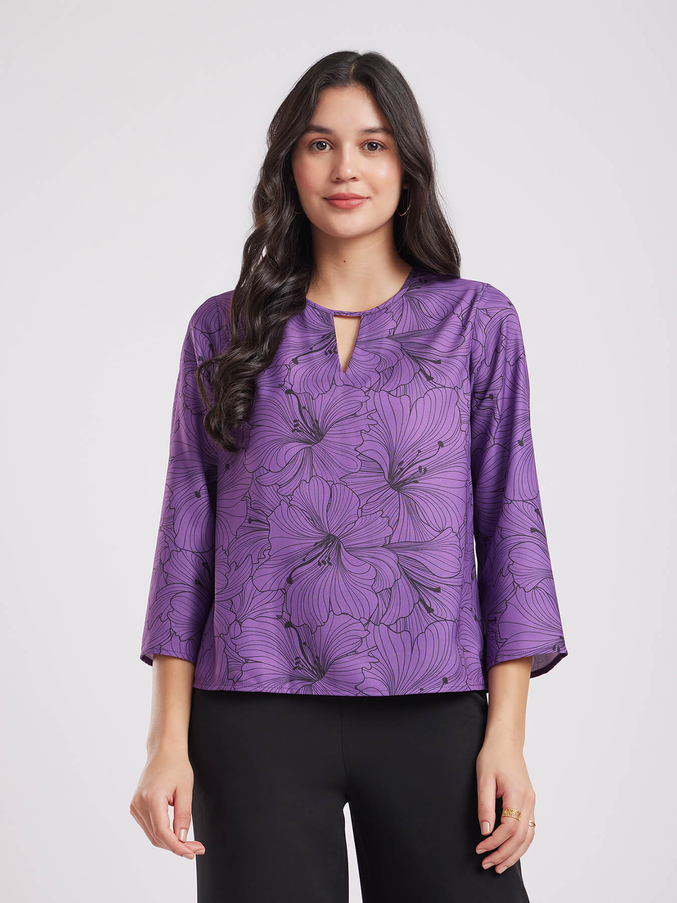 Floral Print Top - Purple