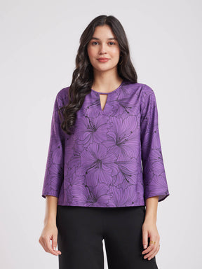 Floral Print Top - Purple