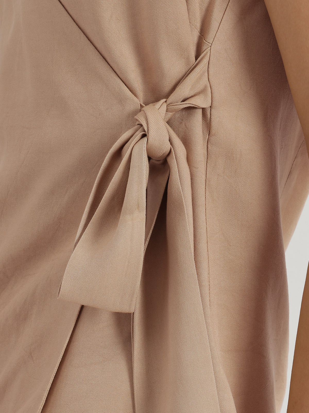 V-Neck Wrap Top - Beige