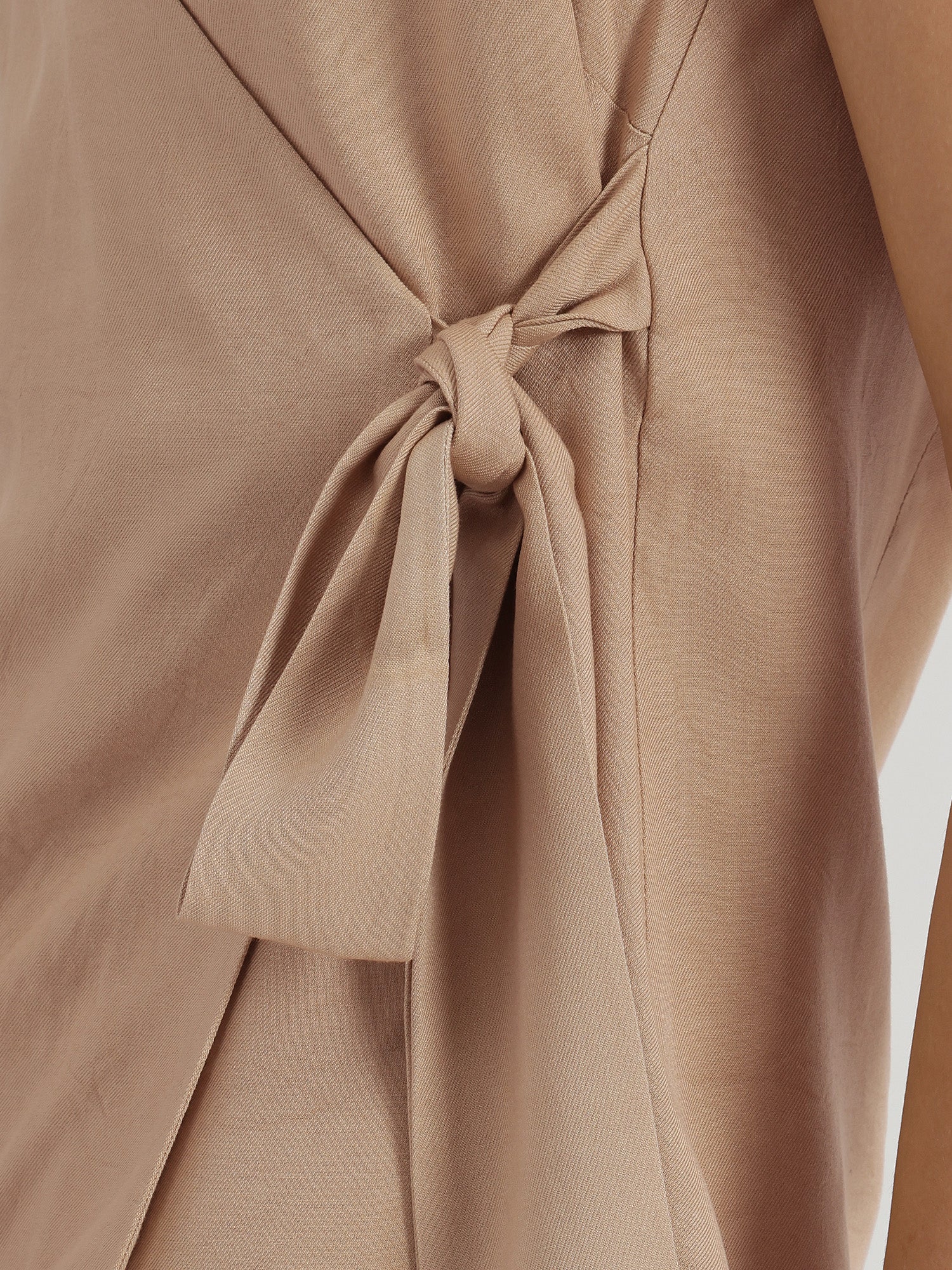 V-Neck Wrap Top - Beige